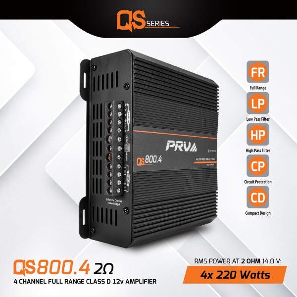Main product image for PRV Audio QS800.4 2 Ohm 4-Channel Full-Range Amplifier294-3520